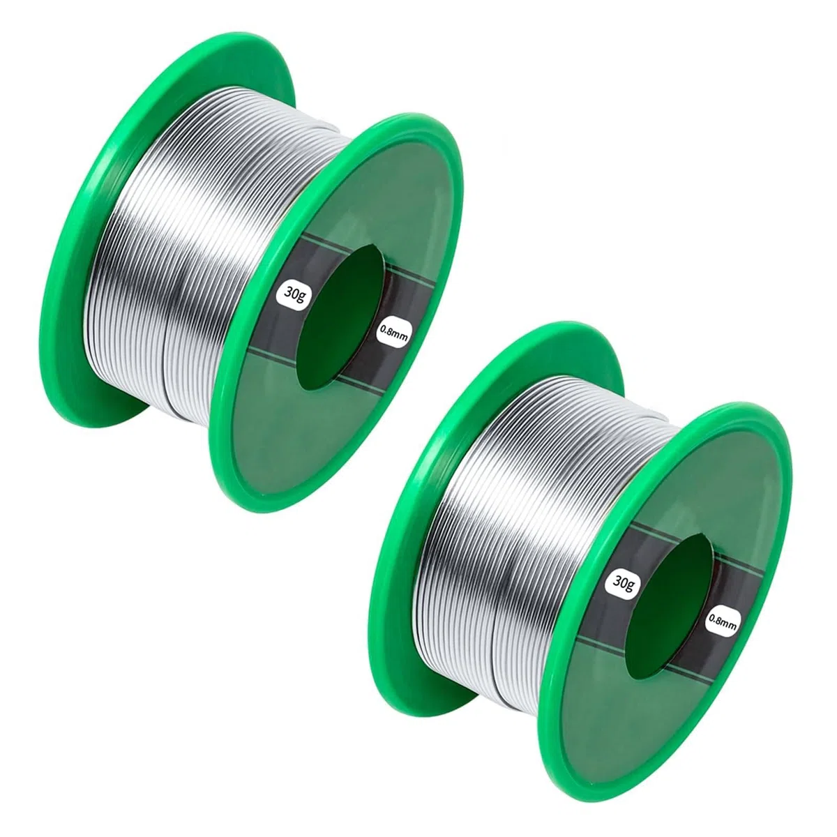 2 pezzi di stagno per saldatura, 0,8 mm, senza piombo, 30 g, con nucleo di colofonia, filo per saldatura Sn99,3 Cu0,7 per elettronica, stagno di saldatura fine con flusso per circuiti stampati