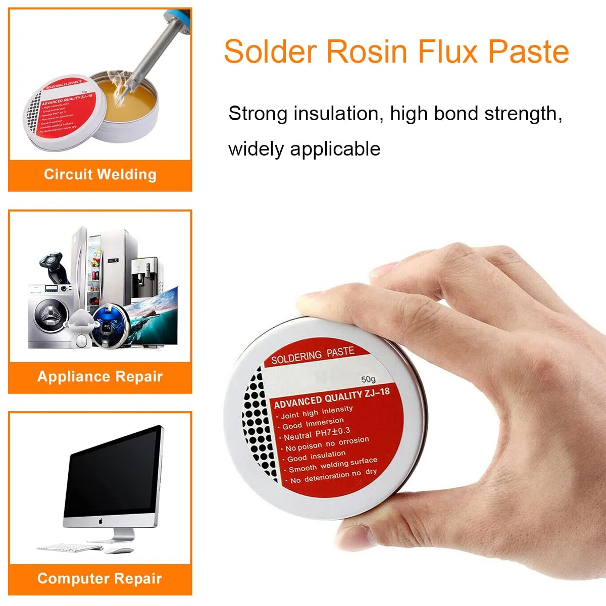 Pasta Per Saldature,Pasta Saldare Filo di Saldatura Senza Piombo,50g Nucleo di Colofonia Pasta Di Stagno,Treccia Dissaldante 2.5MM/1.5M Per PCB,IC,SMD,DIY,Riparazioni di Fili e Elettrodomestici